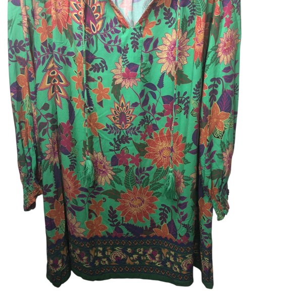 Natural Life Dara V Neck Mini Dress Sz L Colorful Floral Festival Cottagecore - Picture 5 of 8